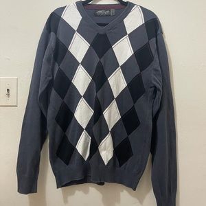 Retrofit gray and striped sweater in size large
